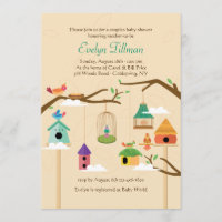 Colourful Birdhouses Invitation