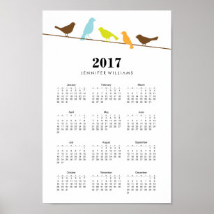 Colourful Birds 2017 Calendar Poster