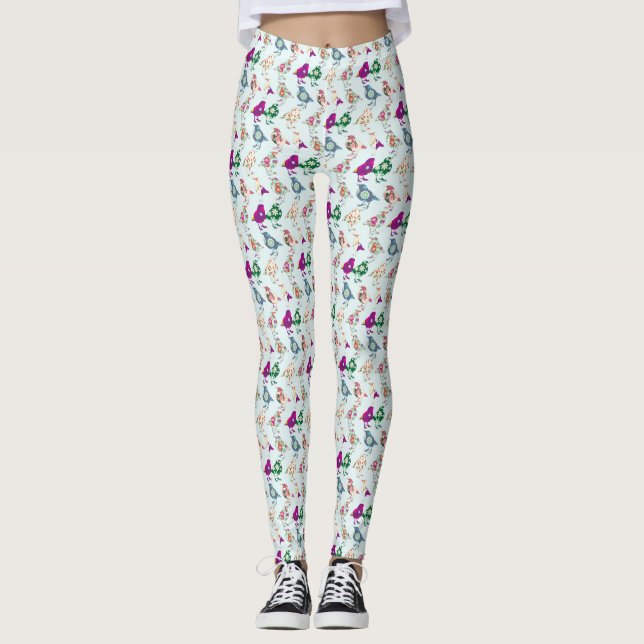 Colourful Birds All-Over-Print Leggings (Front)