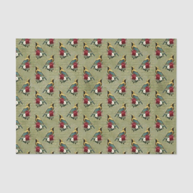 Colourful Birds and Flowers Tissue Paper (Front)