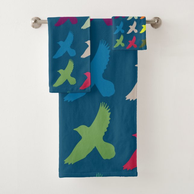 Colourful Birds  Bath Towel Set (Insitu)
