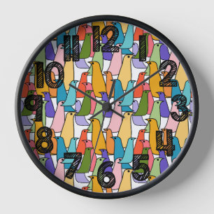 Colourful Birds  Clock