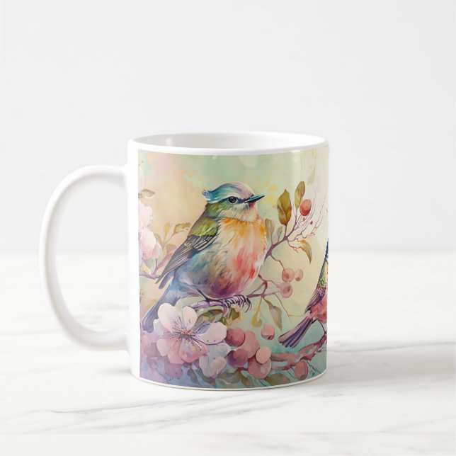 Colourful birds coffee mug (Left)
