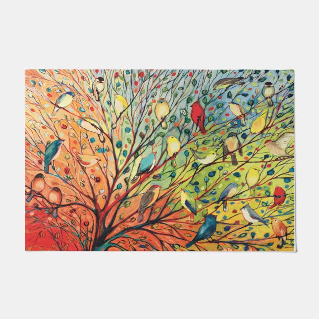 Colourful Birds Doormat, Lovely Mat,Floral Doormat (Front)