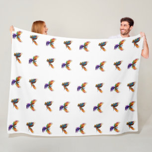 colourful birds fleece blanket
