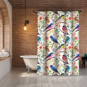 Colourful Birds Flowers Pattern