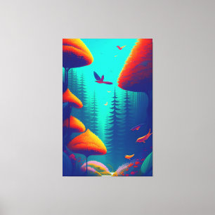 Colourful Birds Flying Over The Forest Canvas Print