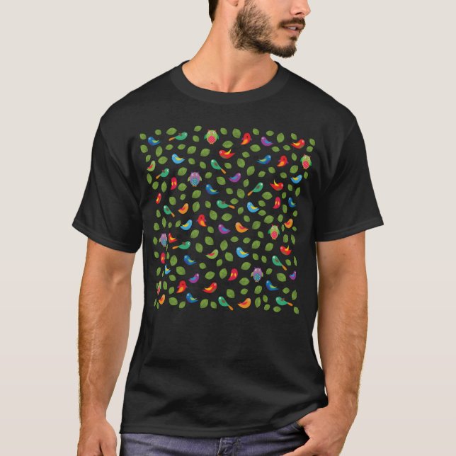 Colourful Birds funny T-Shirt (Front)