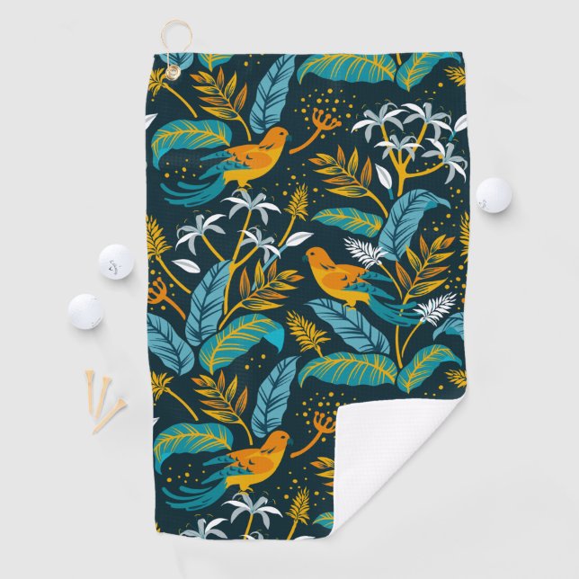 Colourful Birds in the Nature Pattern Golf Towel (InSitu)
