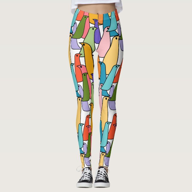 Colourful Birds  Leggings (Front)