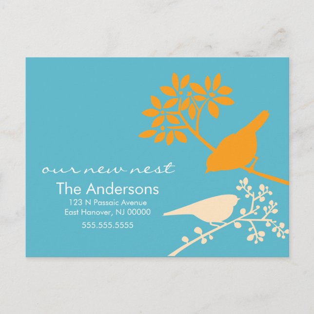 Colourful Birds Moving Announcements (Front)