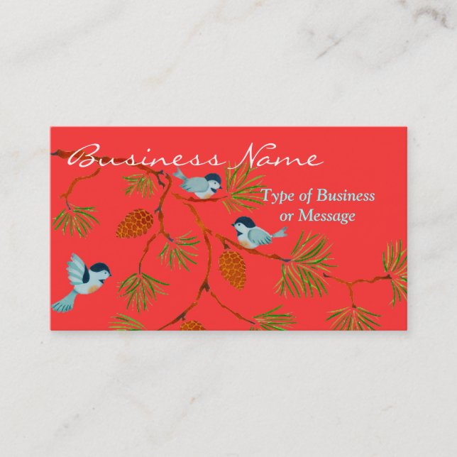 Colourful Birds on a Branch Business Card Template (Front)