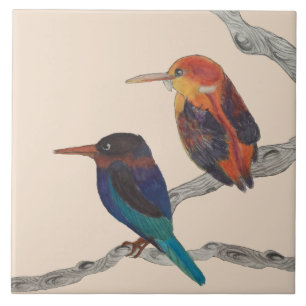 Colourful Birds on a Ceramic Tile