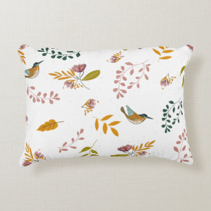 Colourful birds on a floral background accent pillow