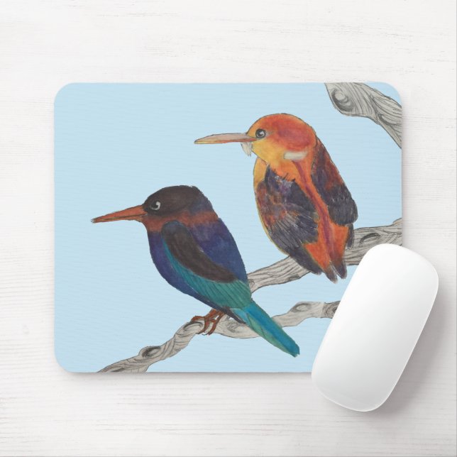 Colourful Birds on a Mouse Pad (With Mouse)