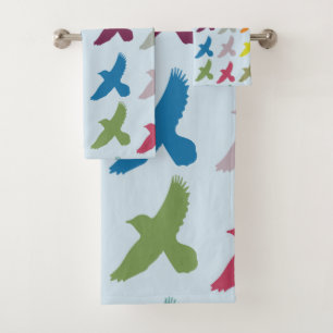 Colourful Birds Pattern  Bath Towel Set