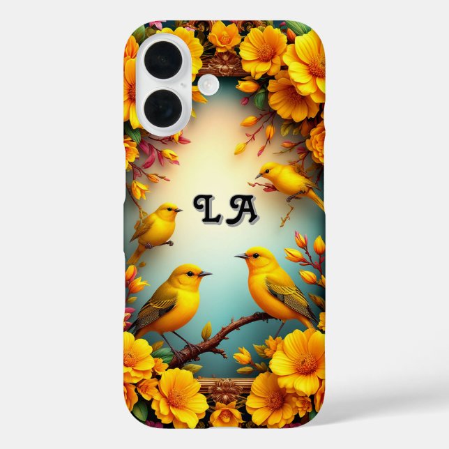 Colourful Birds Perched Among Vibrant Flowers Case-Mate iPhone Case (Back)
