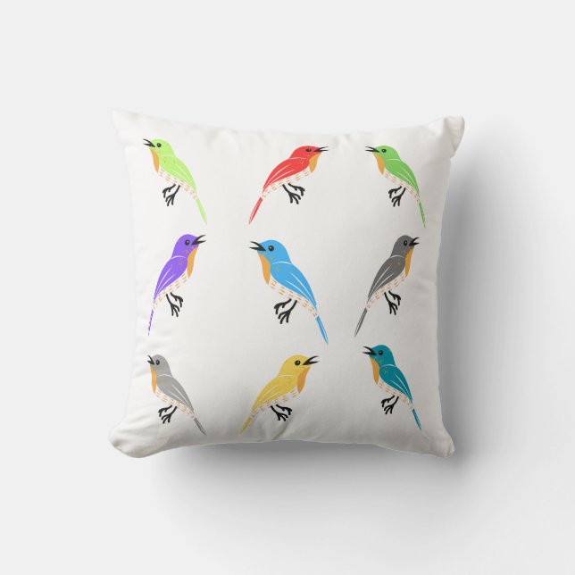 Colourful Birds Square Pillow (Front)