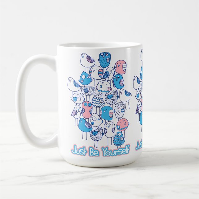 Colourful Birds Stack: Just Be Yourself Coffee Mug (Left)