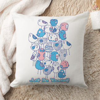 Colourful Birds Stack: Just Be Yourself Throw Pillow