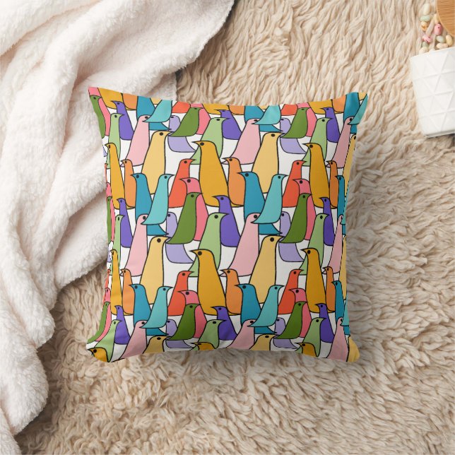 Colourful Birds  Throw Pillow (Blanket)