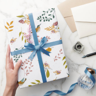 Colourful birds wrapping paper