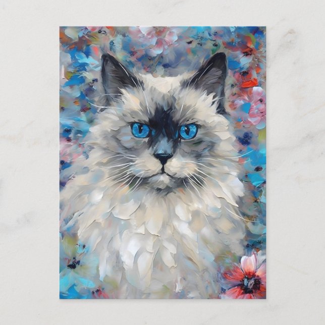 Colourful Birman Cat Postcard (Front)