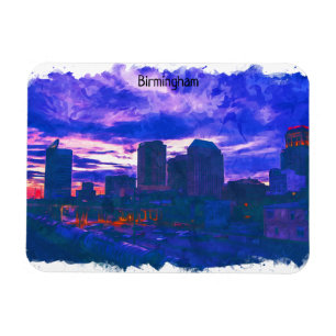 Colourful Birmingham UK watercolor View Magnet