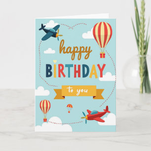 Colourful Birthday Airship Card