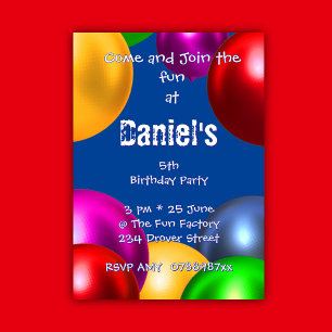 Colourful Birthday Balloon Party Invitation