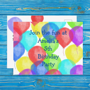 Colourful Birthday Balloon Party Postcard