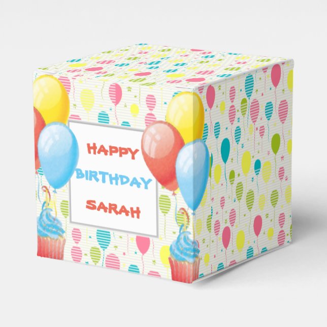 Colourful Birthday Balloons Favor Box (Front Side)