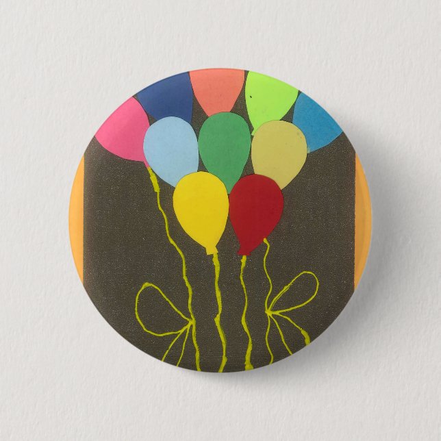 Colourful Birthday Balloons Graphic Art Design 2 Inch Round Button (Front)