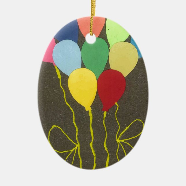 Colourful Birthday Balloons Graphic Art Design Ceramic Ornament (Front)