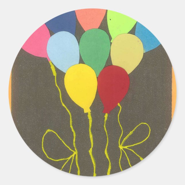 Colourful Birthday Balloons Graphic Art Design Classic Round Sticker (Front)