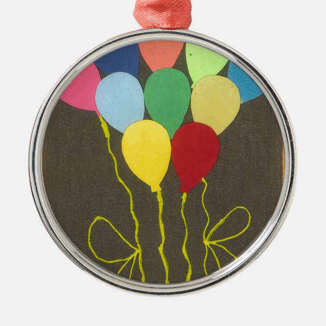 Colourful Birthday Balloons Graphic Art Design Metal Ornament (Front)