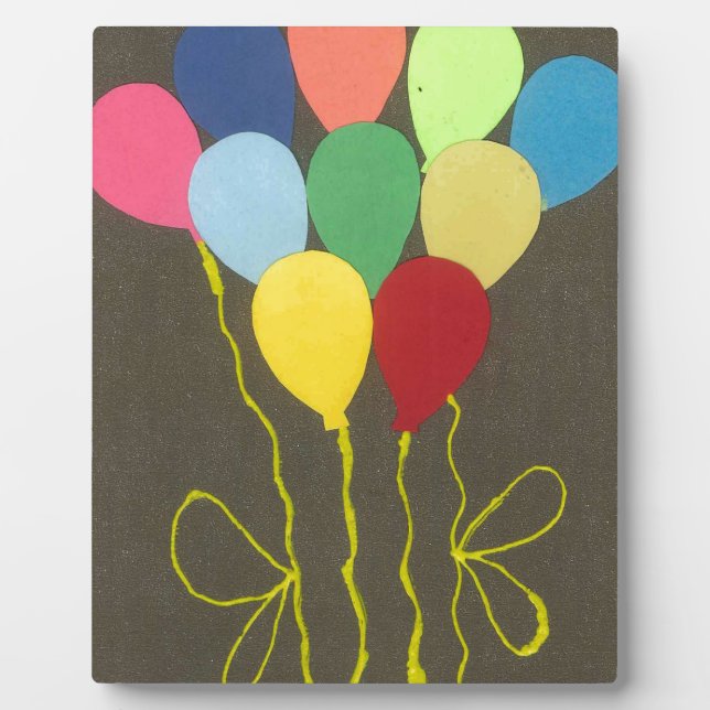 Colourful Birthday Balloons Graphic Art Design Plaque (Front)