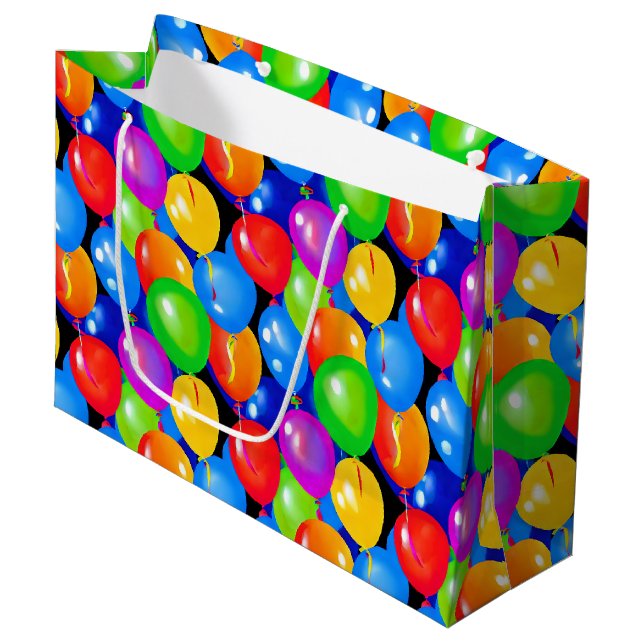 Colourful Birthday Balloons  Large Gift Bag (Front Angled)