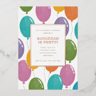 Colourful Birthday Balloons Party Invitation