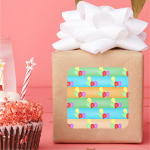 Colourful Birthday Balloons Pattern Square Sticker