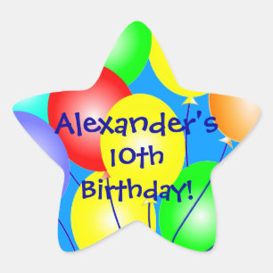 Colourful Birthday Balloons Star Stickers