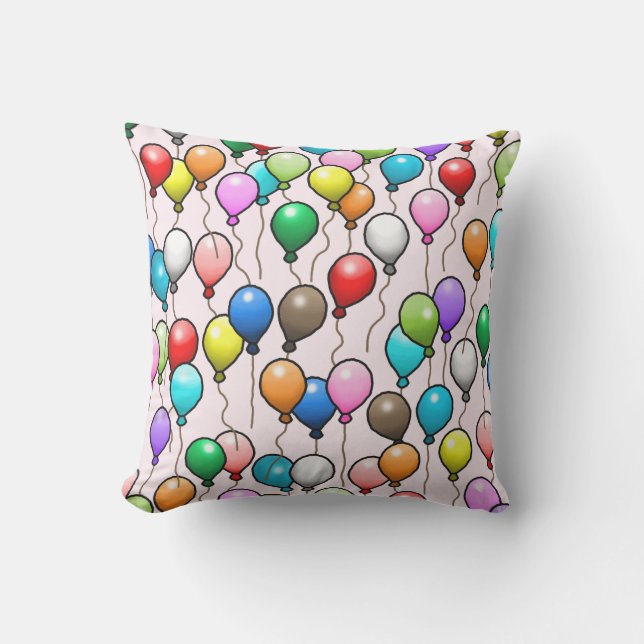 Colourful Birthday Balloons Throw Pillow (Front)