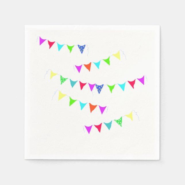 Colourful Birthday Banners Paper Napkins (Front)