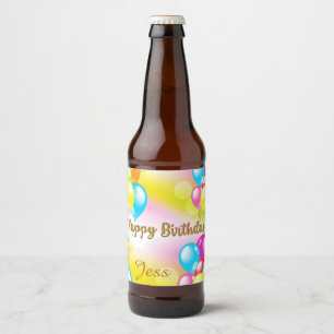 Colourful Birthday Beer Bottle Label