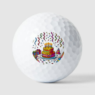 Colourful Birthday Cake Party Celebration Golf Balls