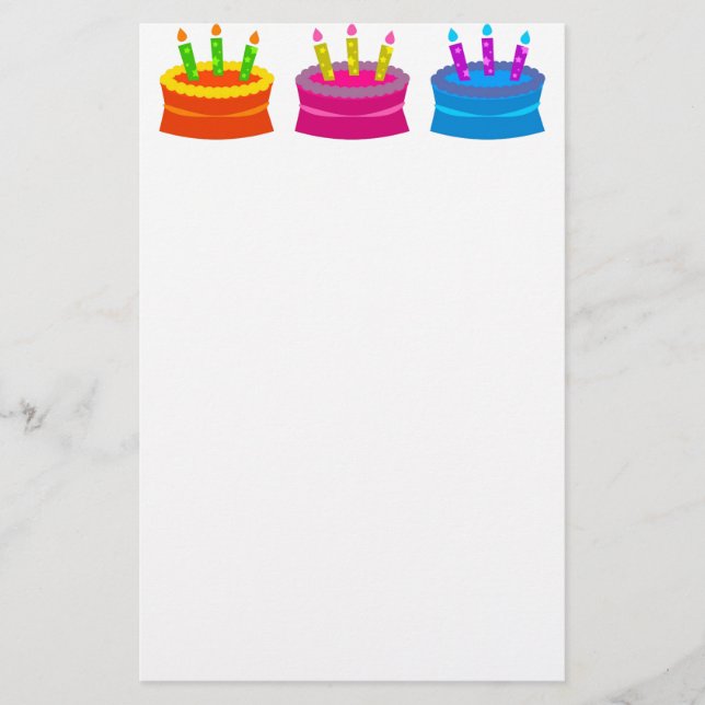Colourful Birthday Cake Stationery (Front)
