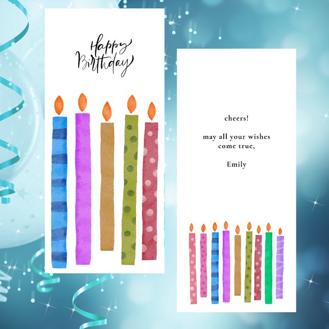 Colourful Birthday Candles Black & White Flat Card (Creator Uploaded)