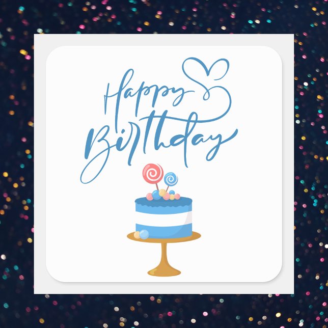 Colourful Birthday Candles Happy Birthday Square Sticker (Creator Uploaded)