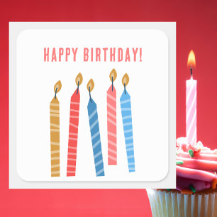 Colourful Birthday Candles Modern Birthday Square Sticker