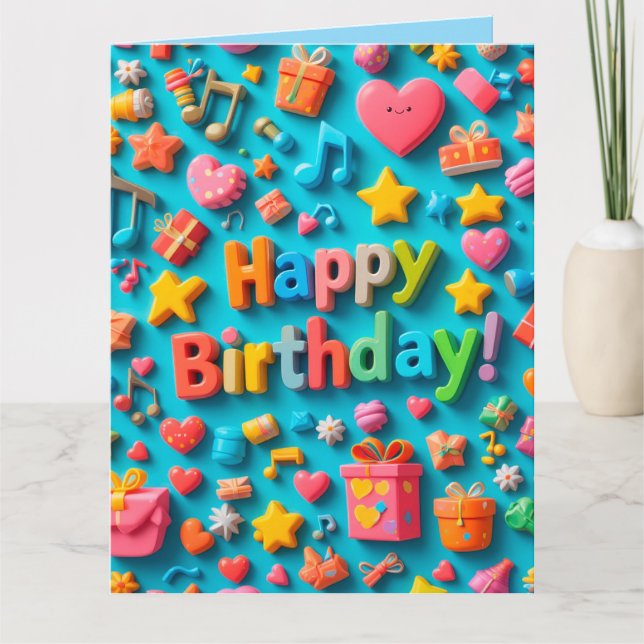 Colourful Birthday Celebration Elements Card (Front)